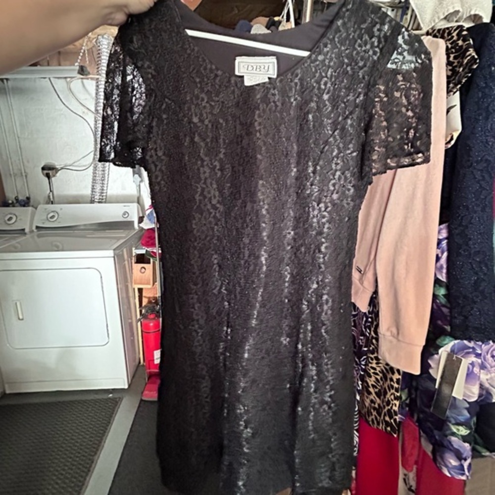 Black Floral Lace 90s D.B.Y. Mini dress, WDress16